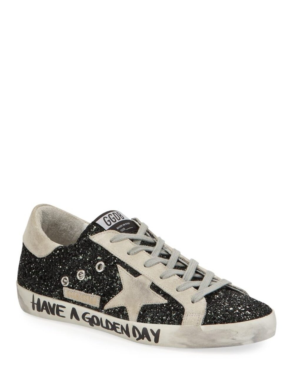 Golden Goose Superstar Golden Day Black Glitter Sneakers 38 NEW Luxe Streetwear